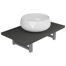 2-Delige Badkamermeubelset Keramiek Grijs 60 cm schap en 40 cm ronde wastafel