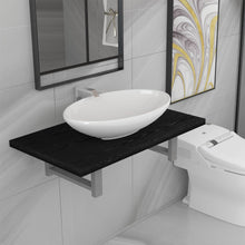 2-Delige Badkamermeubelset Keramiek Zwart 60 cm schap en 40 cm ovale wastafel