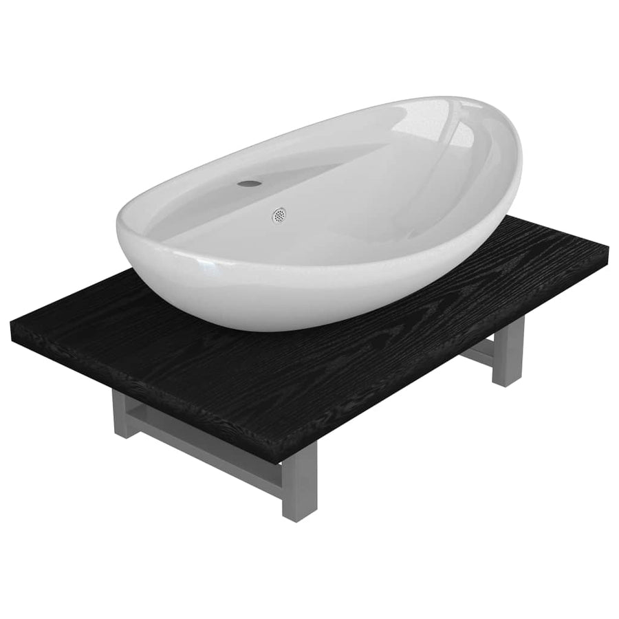 2-Delige Badkamermeubelset Keramiek Zwart 60 cm
