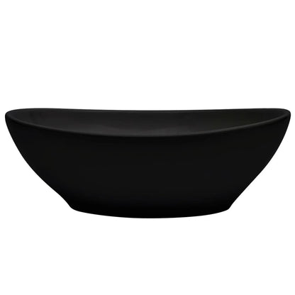 2-Delige Badkamermeubelset Keramiek Wit 60 cm schap en 40 cm ovale wastafel Wit en zwart