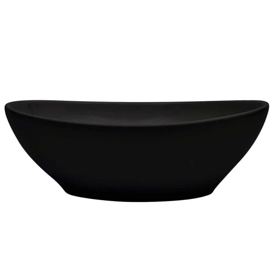 2-Delige Badkamermeubelset Keramiek Wit 60 cm schap en 40 cm ovale wastafel Wit en zwart