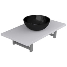 2-Delige Badkamermeubelset Keramiek Wit 60 cm schap en 32,5 cm ronde wastafel Wit en zwart