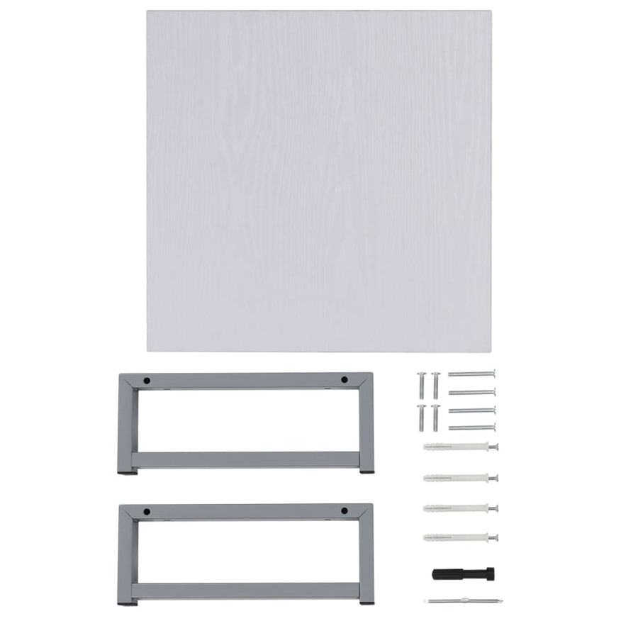 2-Delige Badkamermeubelset Keramiek Wit 60 cm schap en 32,5 cm ronde wastafel Wit en zwart