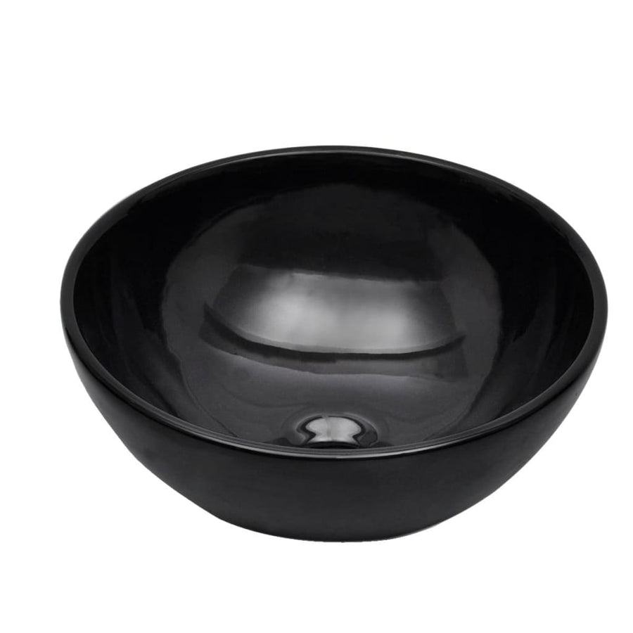 2-Delige Badkamermeubelset Keramiek Wit 60 cm schap en 32,5 cm ronde wastafel Wit en zwart