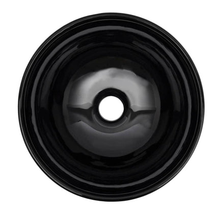 2-Delige Badkamermeubelset Keramiek Wit 60 cm schap en 32,5 cm ronde wastafel Wit en zwart