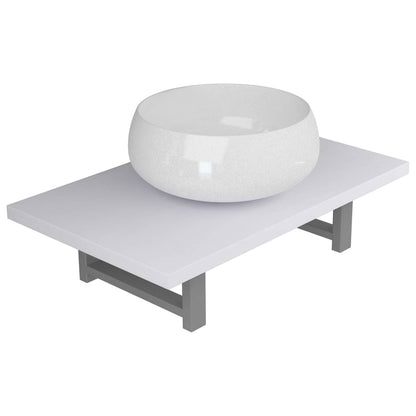 2-Delige Badkamermeubelset Keramiek Wit 60 cm schap en 40 cm ronde wastafel