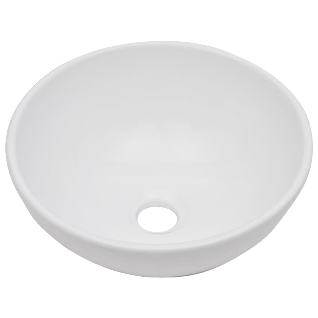 2-Delige Badkamermeubelset Keramiek Wit 60 cm schap en 40 cm ronde wastafel