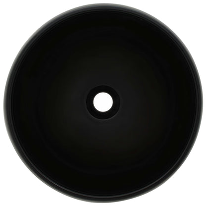 2-Delige Badkamermeubelset Keramiek Wit 60 cm schap en 40 cm ronde wastafel Wit en zwart