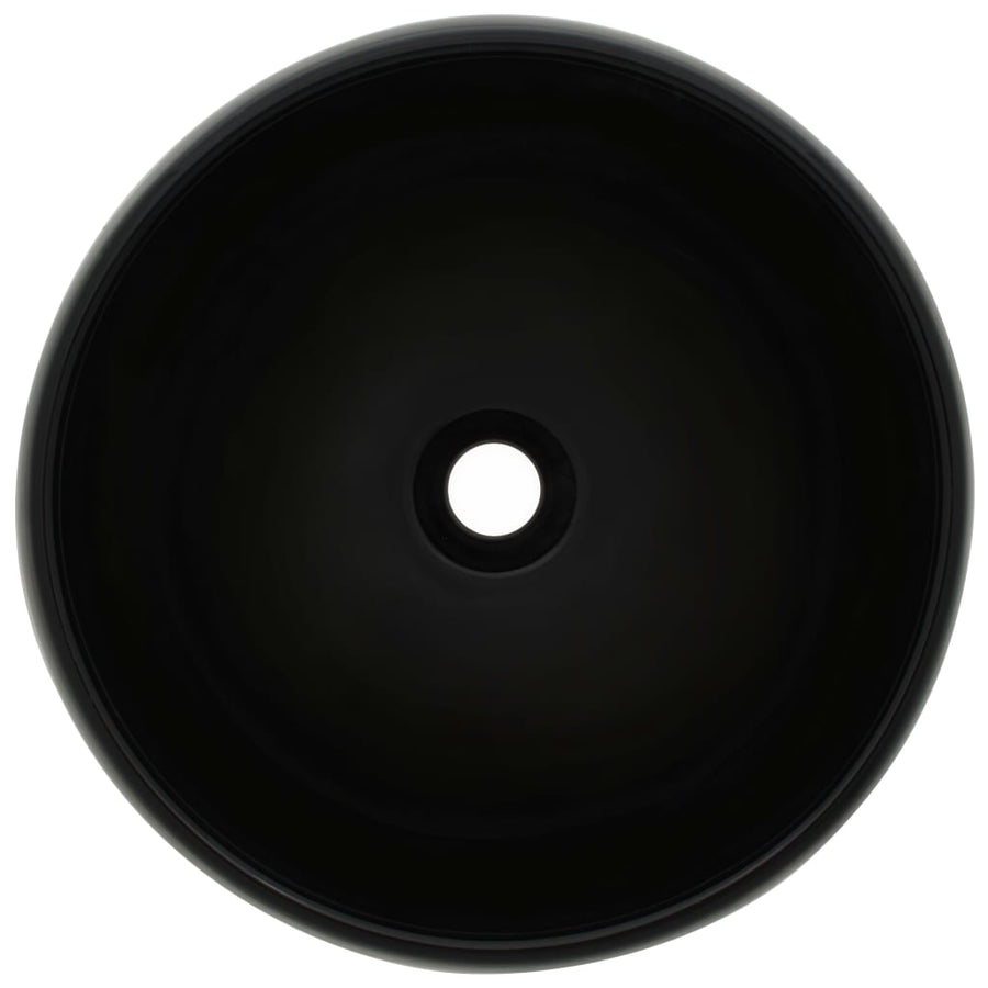 2-Delige Badkamermeubelset Keramiek Wit 60 cm schap en 40 cm ronde wastafel Wit en zwart