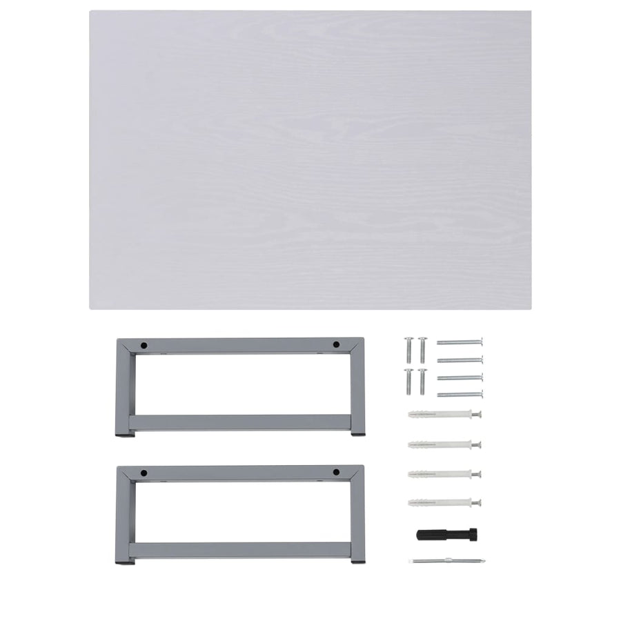 2-Delige Badkamermeubelset Keramiek Wit 60 cm schap en 40 cm ronde wastafel Wit en zwart