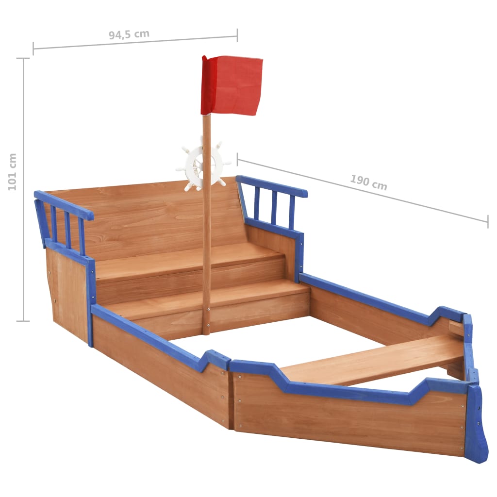 Zandbak Piratenschip 190X94,5X101 Cm Vurenhout