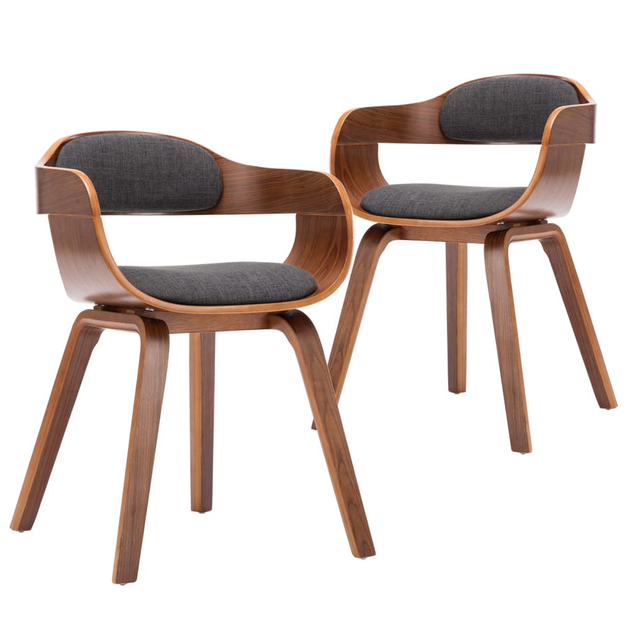 Eetkamerstoelen Stof En Gebogen Hout 2 Donkergrijs