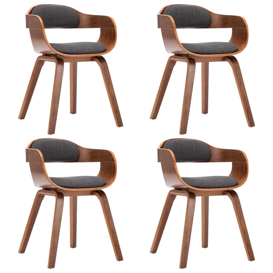 Eetkamerstoelen Stof En Gebogen Hout 4 Donkergrijs