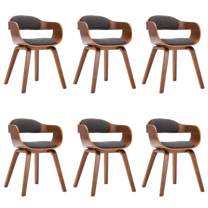 Eetkamerstoelen Stof En Gebogen Hout 6 Donkergrijs