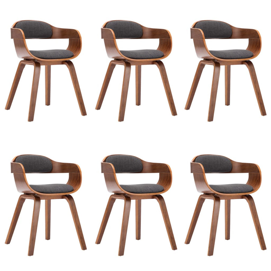 Eetkamerstoelen Stof En Gebogen Hout 6 Donkergrijs