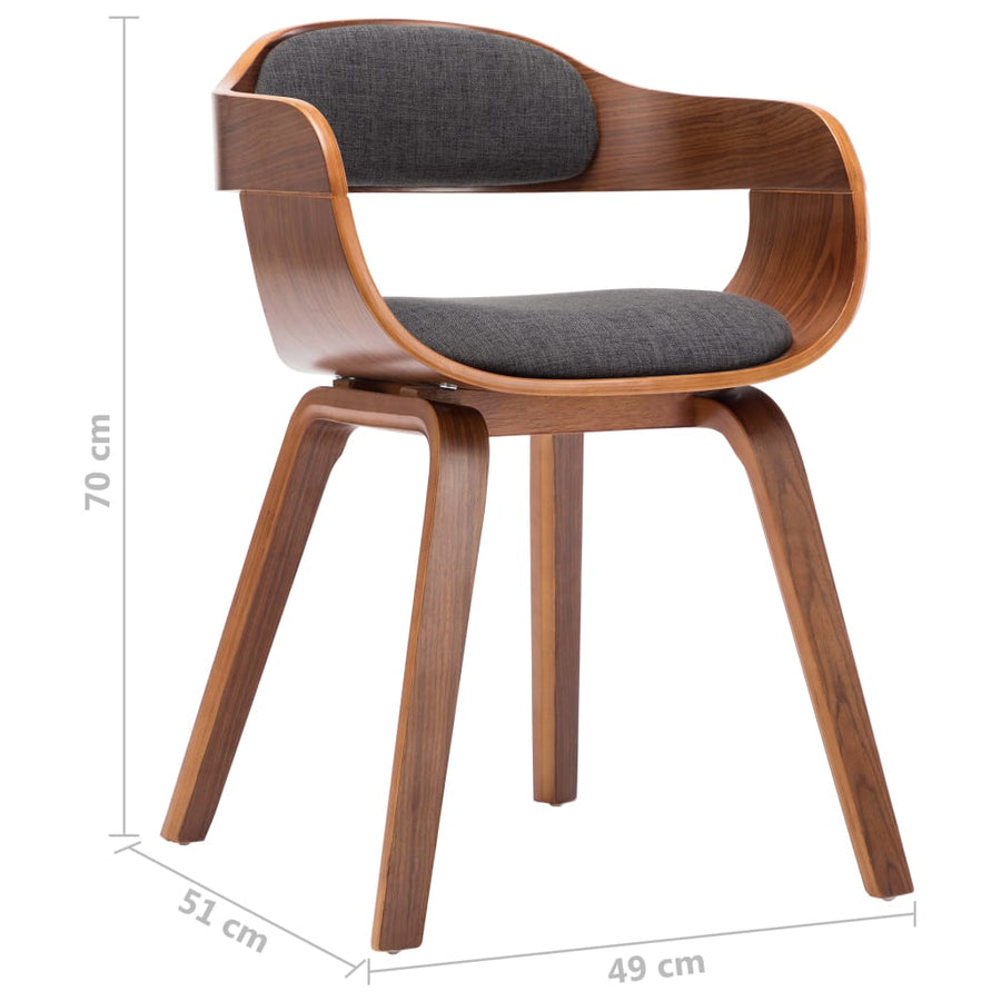 Eetkamerstoelen Stof En Gebogen Hout 6 Donkergrijs