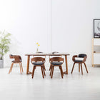 Dining chairs 6 pcs fabric and curved wood dark gray