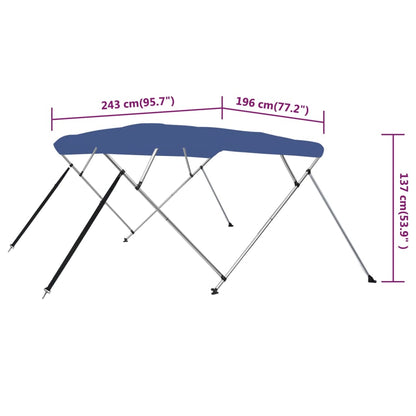Biminitop 4-Boogs 243 x 196 x 137 cm Blauw