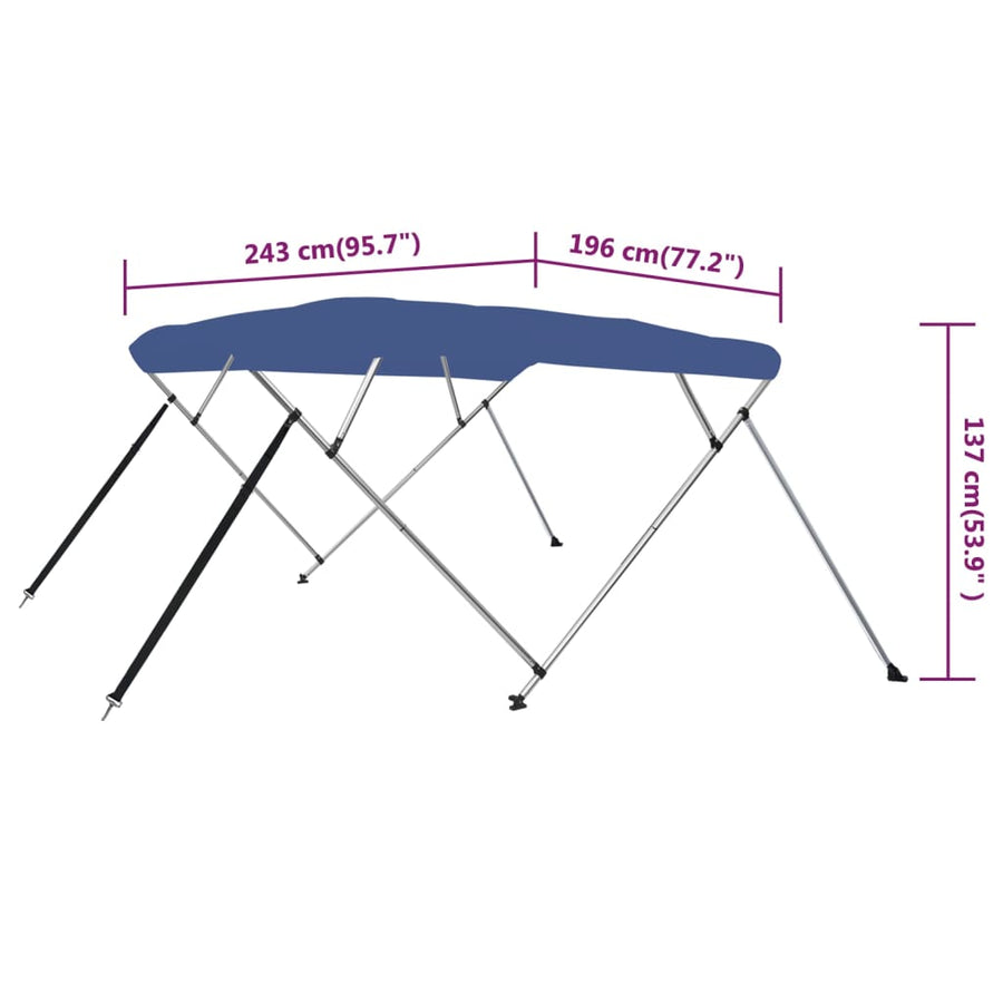 Biminitop 4-Boogs 243 x 196 x 137 cm Blauw
