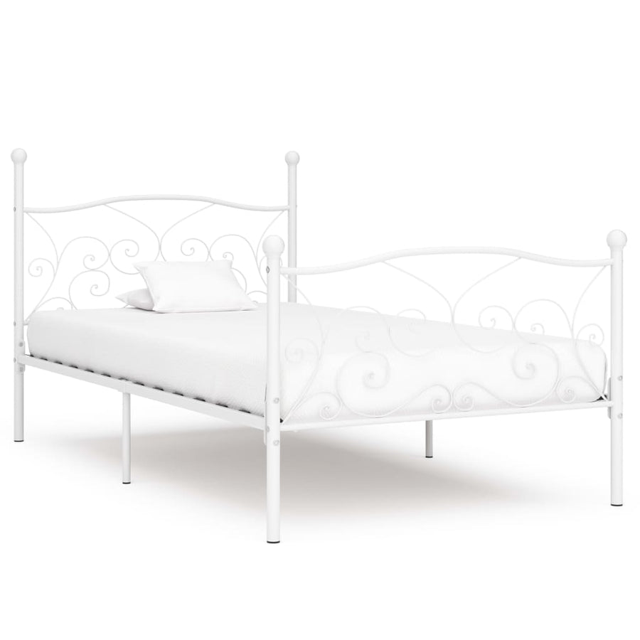 Bedframe Met Lattenbodem Metaal 90 x 200 cm Wit