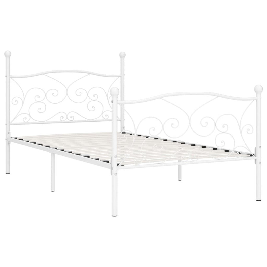 Bedframe Met Lattenbodem Metaal 90 x 200 cm Wit