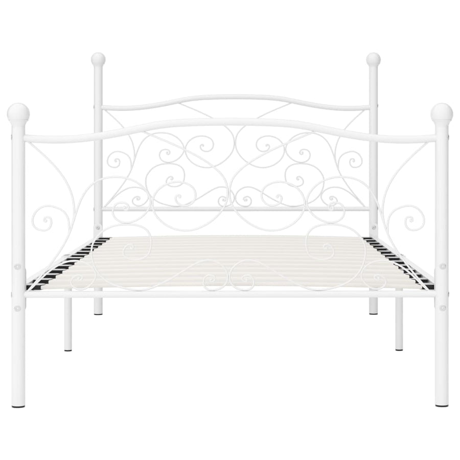 Bedframe Met Lattenbodem Metaal 90 x 200 cm Wit