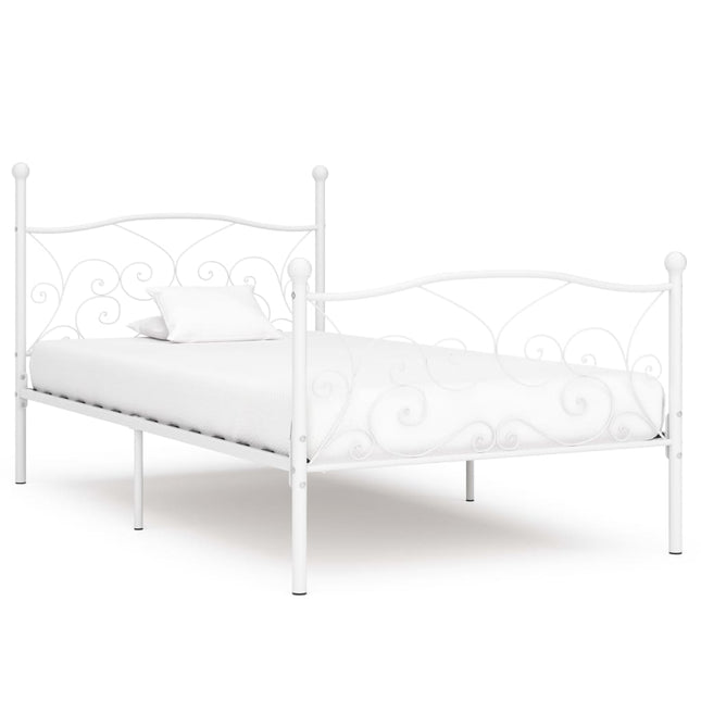 Bedframe met lattenbodem metaal wit 100x200 cm 100 x 200 cm Wit