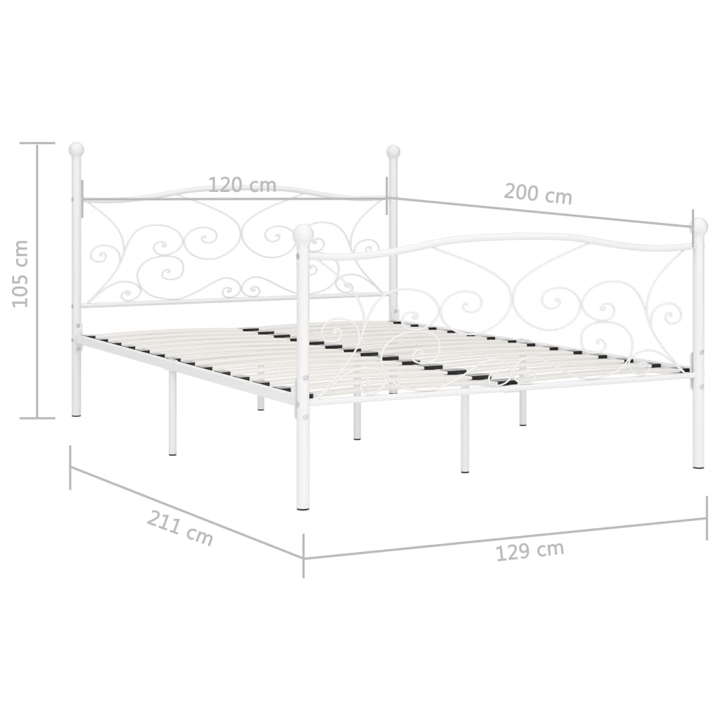 Bedframe Met Lattenbodem Metaal 120 x 200 cm Wit