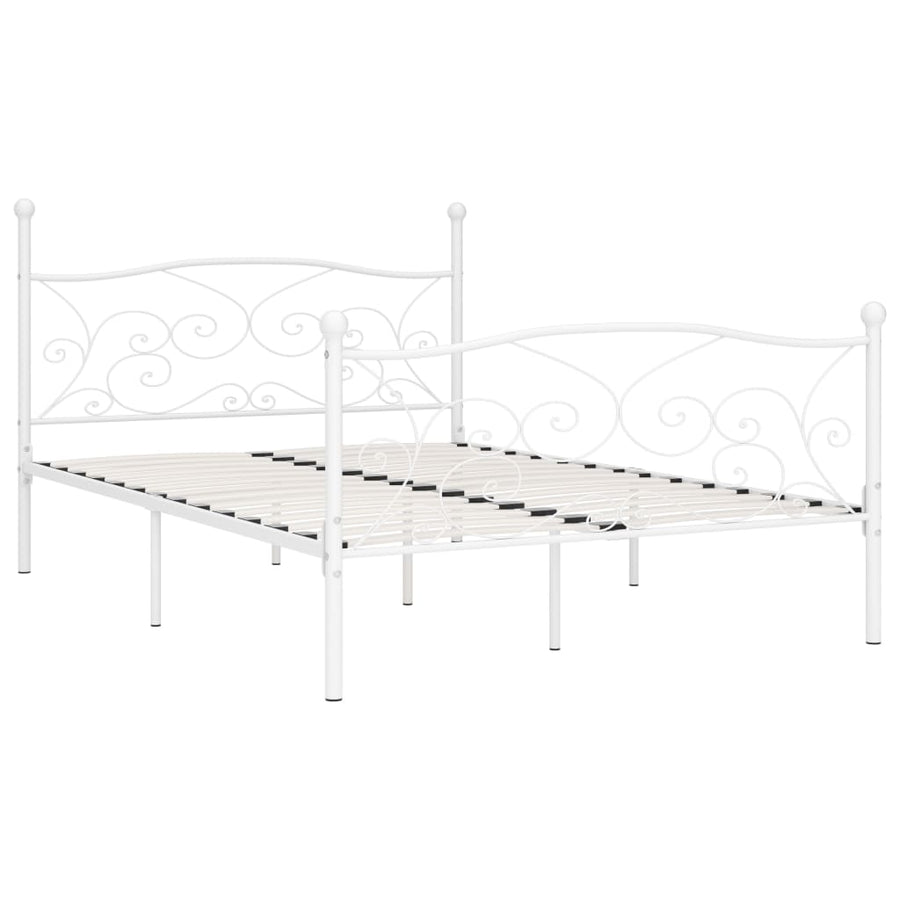 Bedframe Met Lattenbodem Metaal 140 x 200 cm Wit