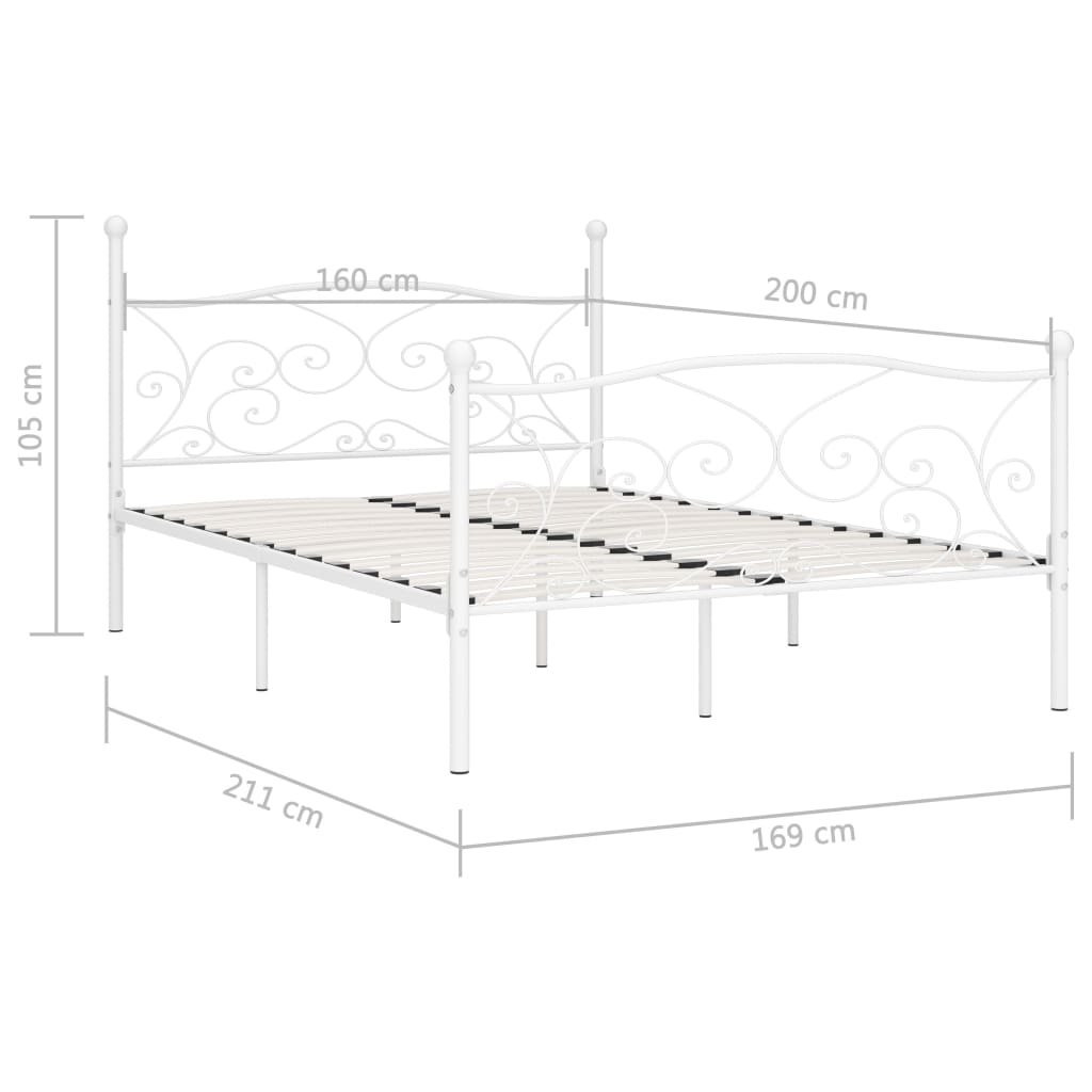 Bedframe Met Lattenbodem Metaal 160 x 200 cm Wit
