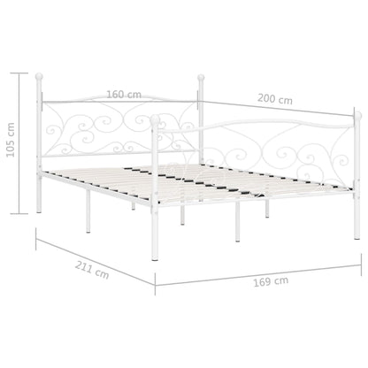 Bedframe Met Lattenbodem Metaal 160 x 200 cm Wit