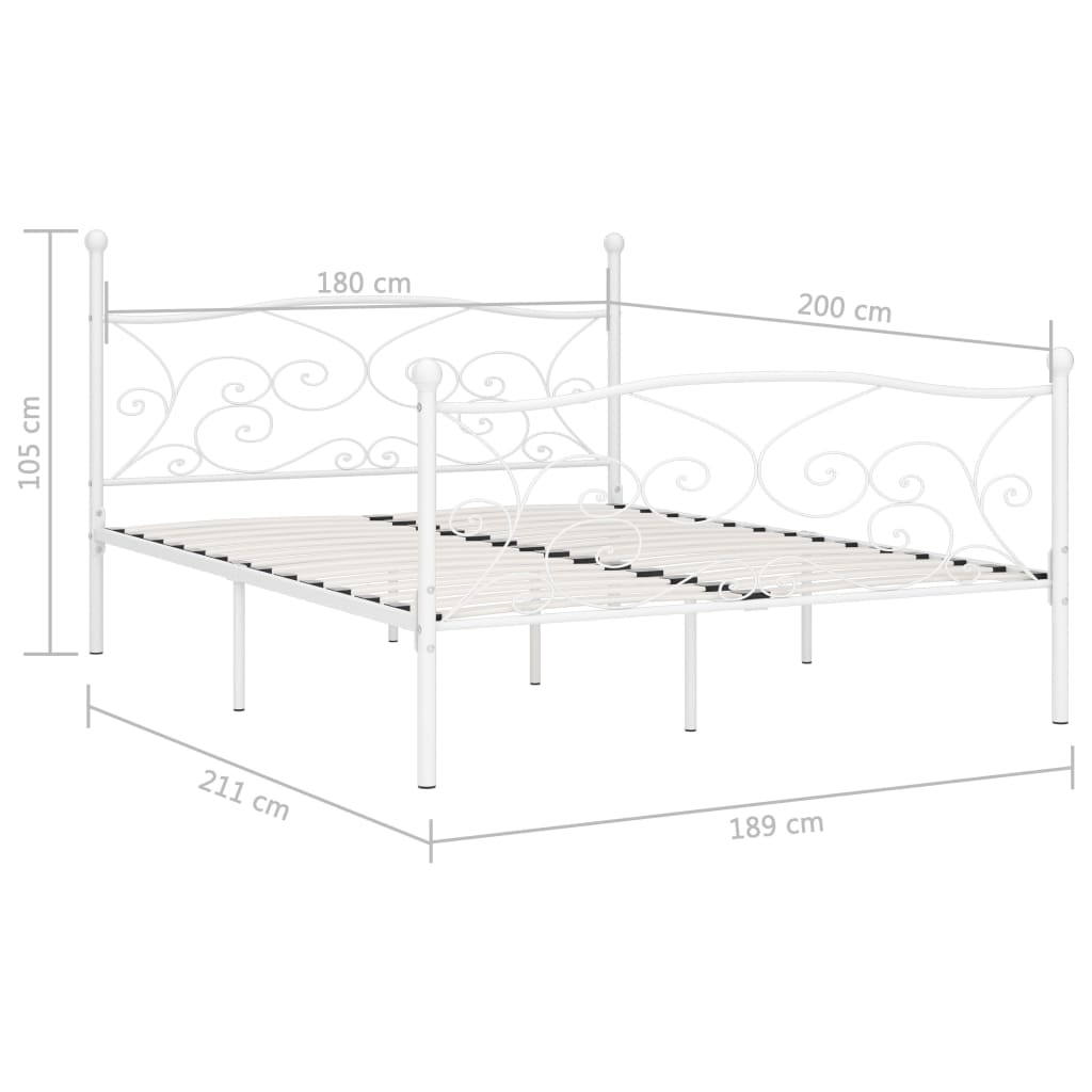 Bedframe Met Lattenbodem Metaal 180 x 200 cm Wit