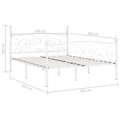 Bedframe Met Lattenbodem Metaal 200 x 200 cm Wit