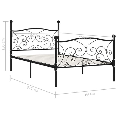 Bedframe Met Lattenbodem Metaal 90 x 200 cm Zwart