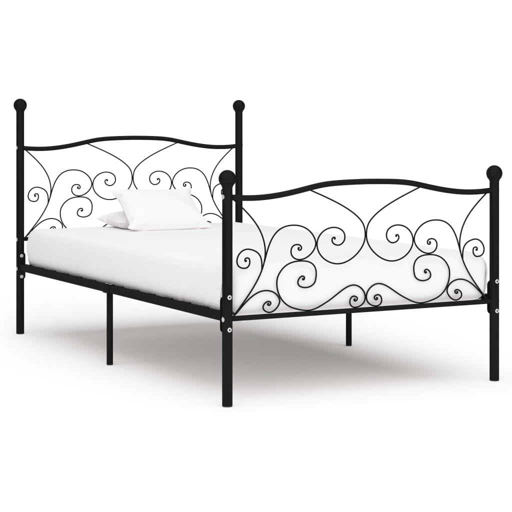 Bedframe Met Lattenbodem Metaal 100 x 200 cm Zwart