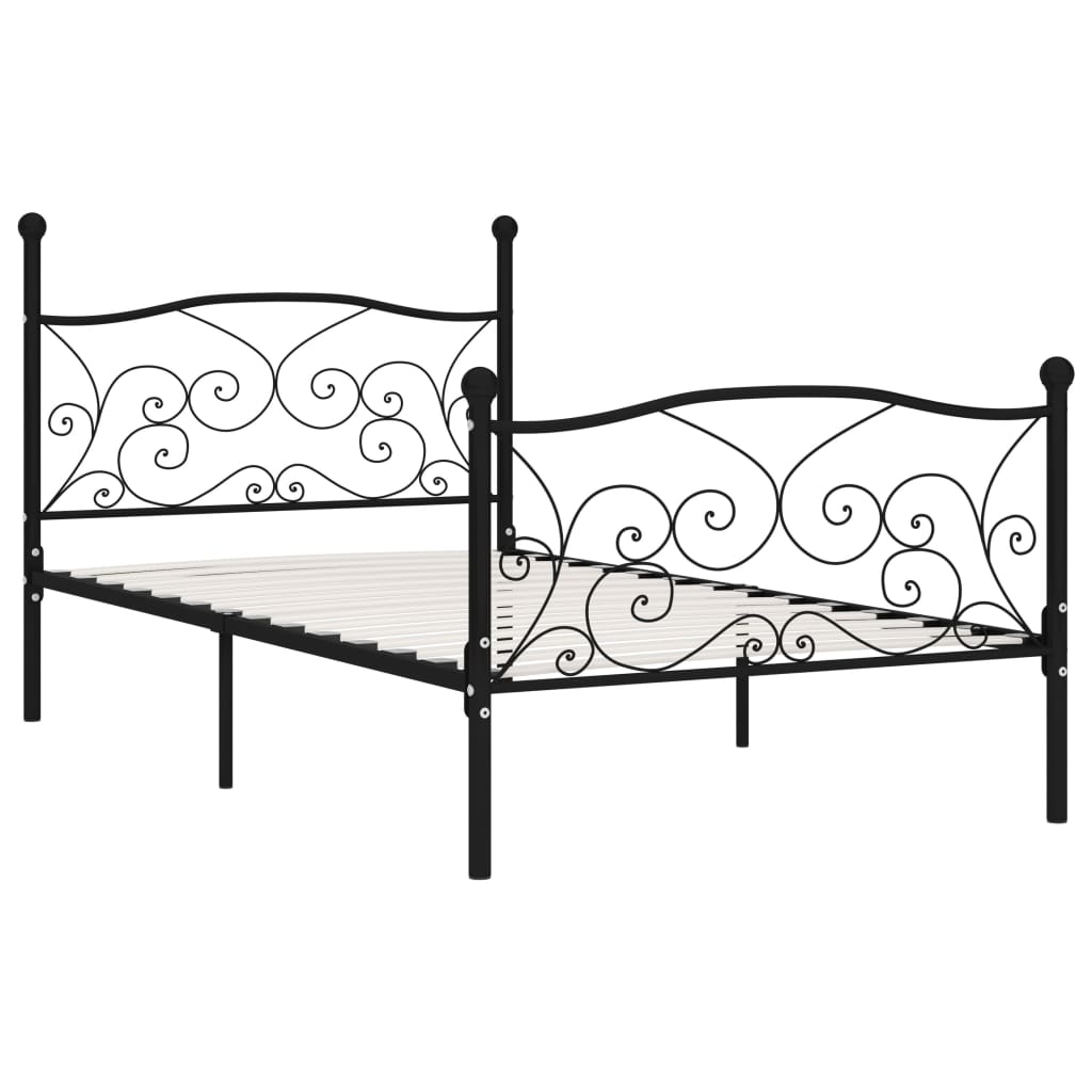 Bedframe Met Lattenbodem Metaal 100 x 200 cm Zwart