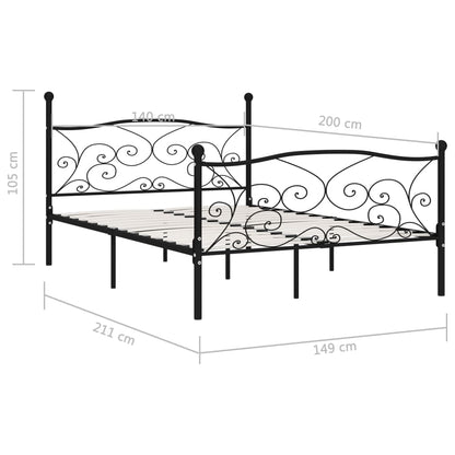 Bedframe Met Lattenbodem Metaal 140 x 200 cm Zwart