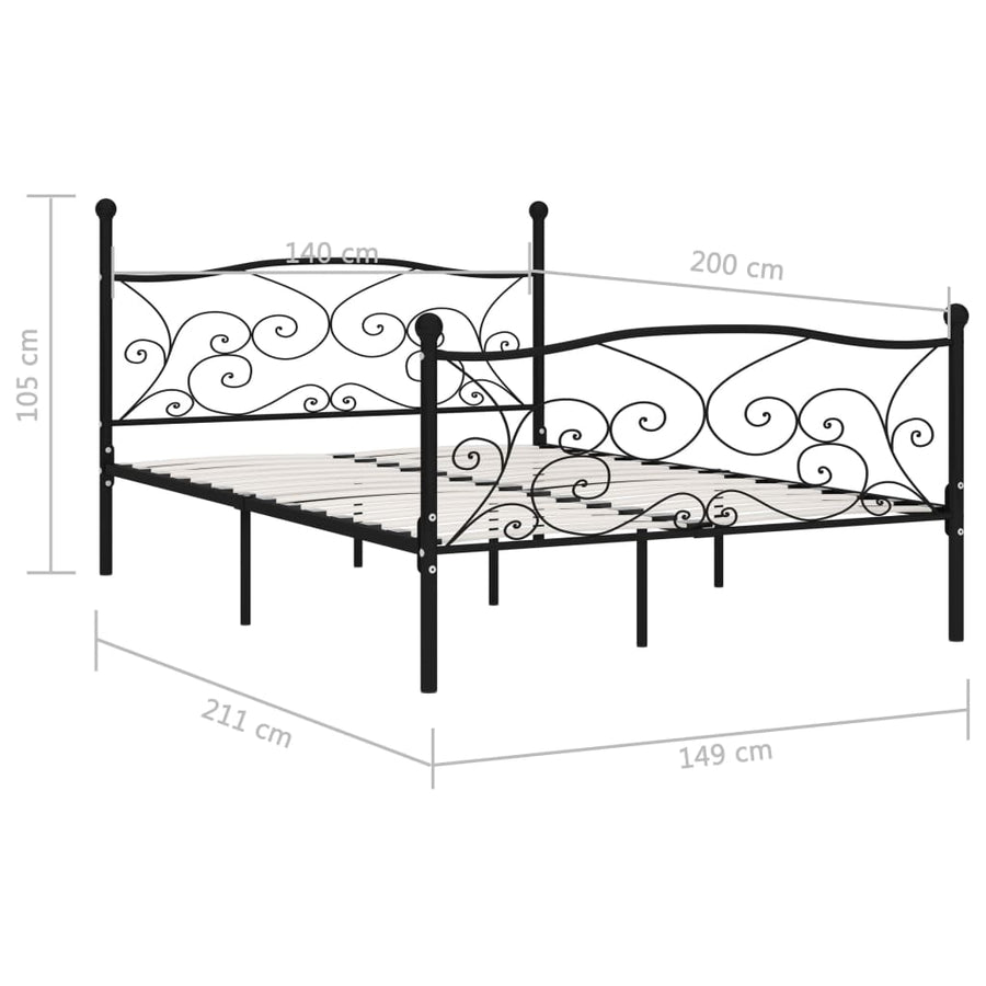 Bedframe Met Lattenbodem Metaal 140 x 200 cm Zwart