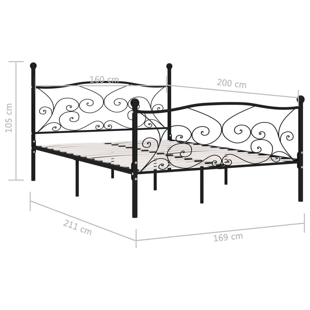 Bedframe Met Lattenbodem Metaal 160 x 200 cm Zwart