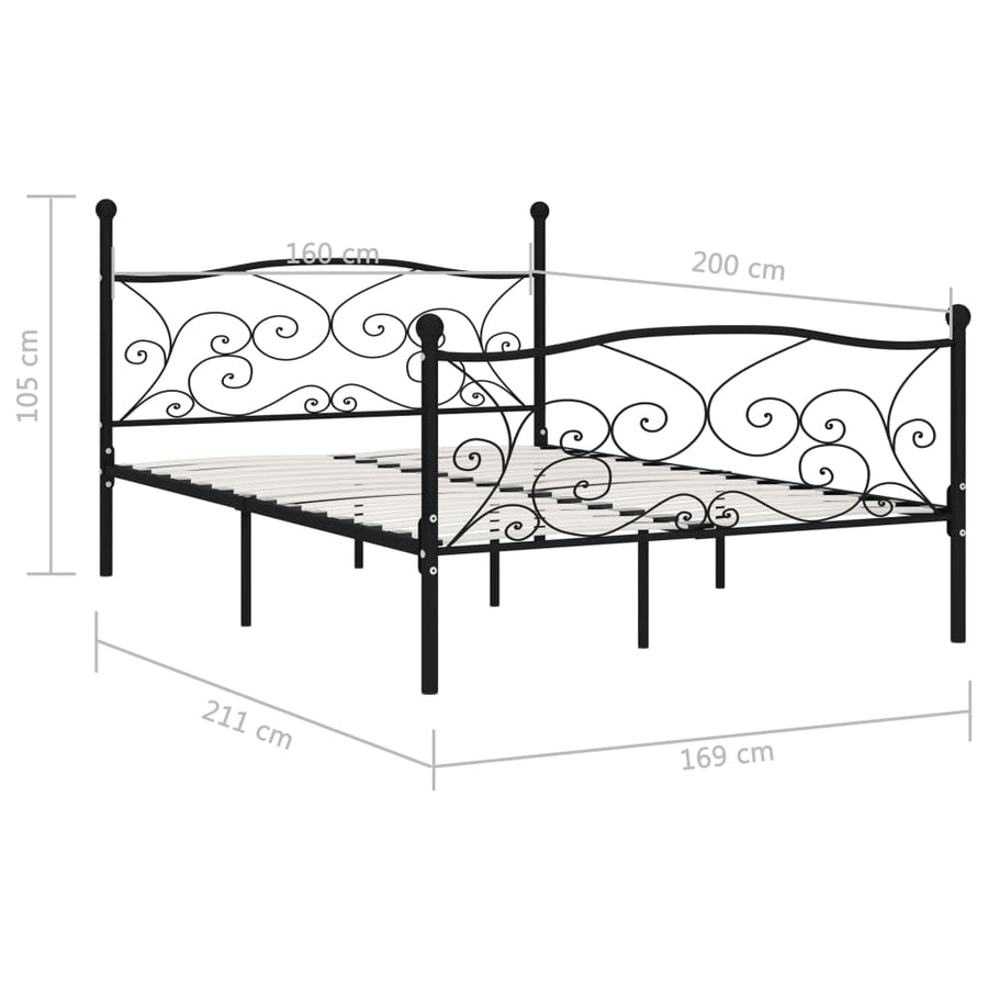 Bedframe Met Lattenbodem Metaal 160 x 200 cm Zwart