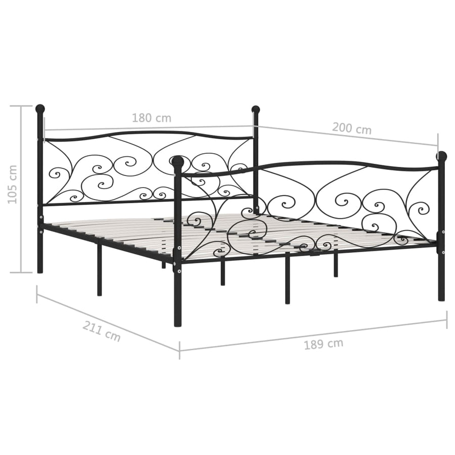 Bedframe Met Lattenbodem Metaal 180 x 200 cm Zwart