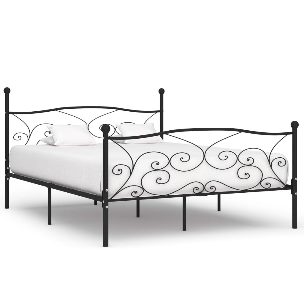 Bedframe Met Lattenbodem Metaal 200 x 200 cm Zwart