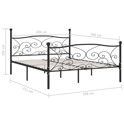 Bedframe Met Lattenbodem Metaal 200 x 200 cm Zwart