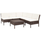 -Delige Loungeset Met Kussens Poly Rattan 6 Ja Bruin