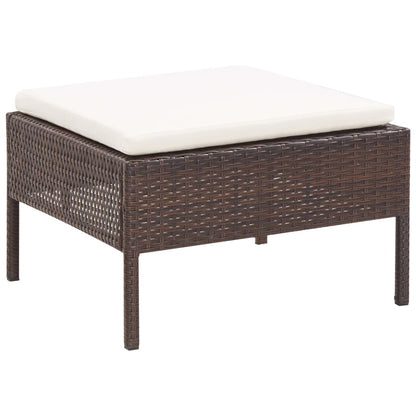6-delige Loungeset met kussens poly rattan bruin