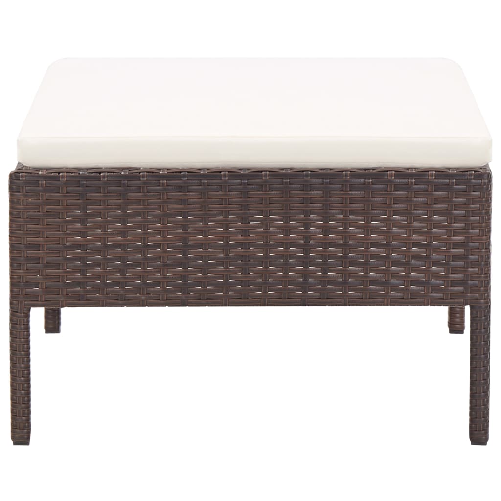 6-delige Loungeset met kussens poly rattan bruin