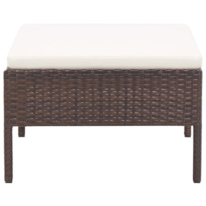 6-delige Loungeset met kussens poly rattan bruin