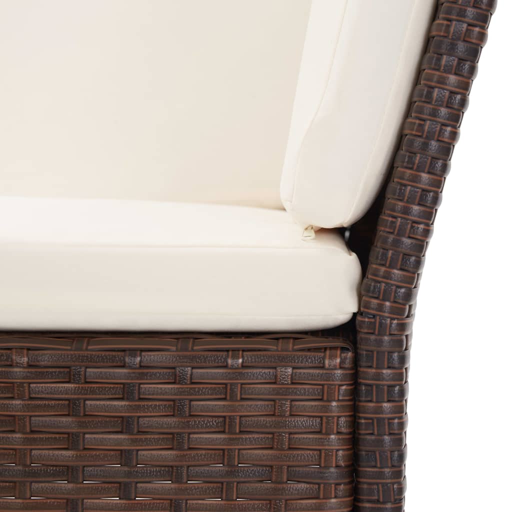 6-delige Loungeset met kussens poly rattan bruin
