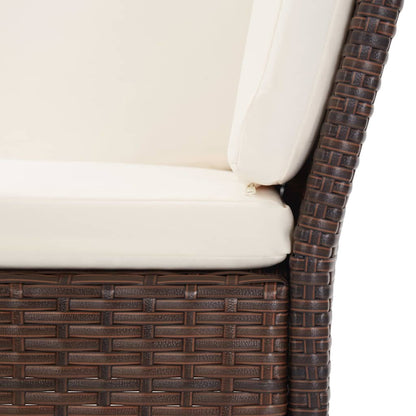 6-delige Loungeset met kussens poly rattan bruin