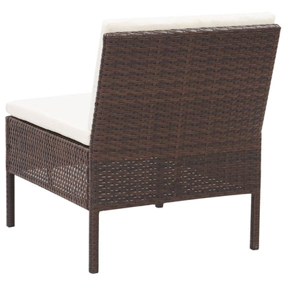 6-delige Loungeset met kussens poly rattan bruin